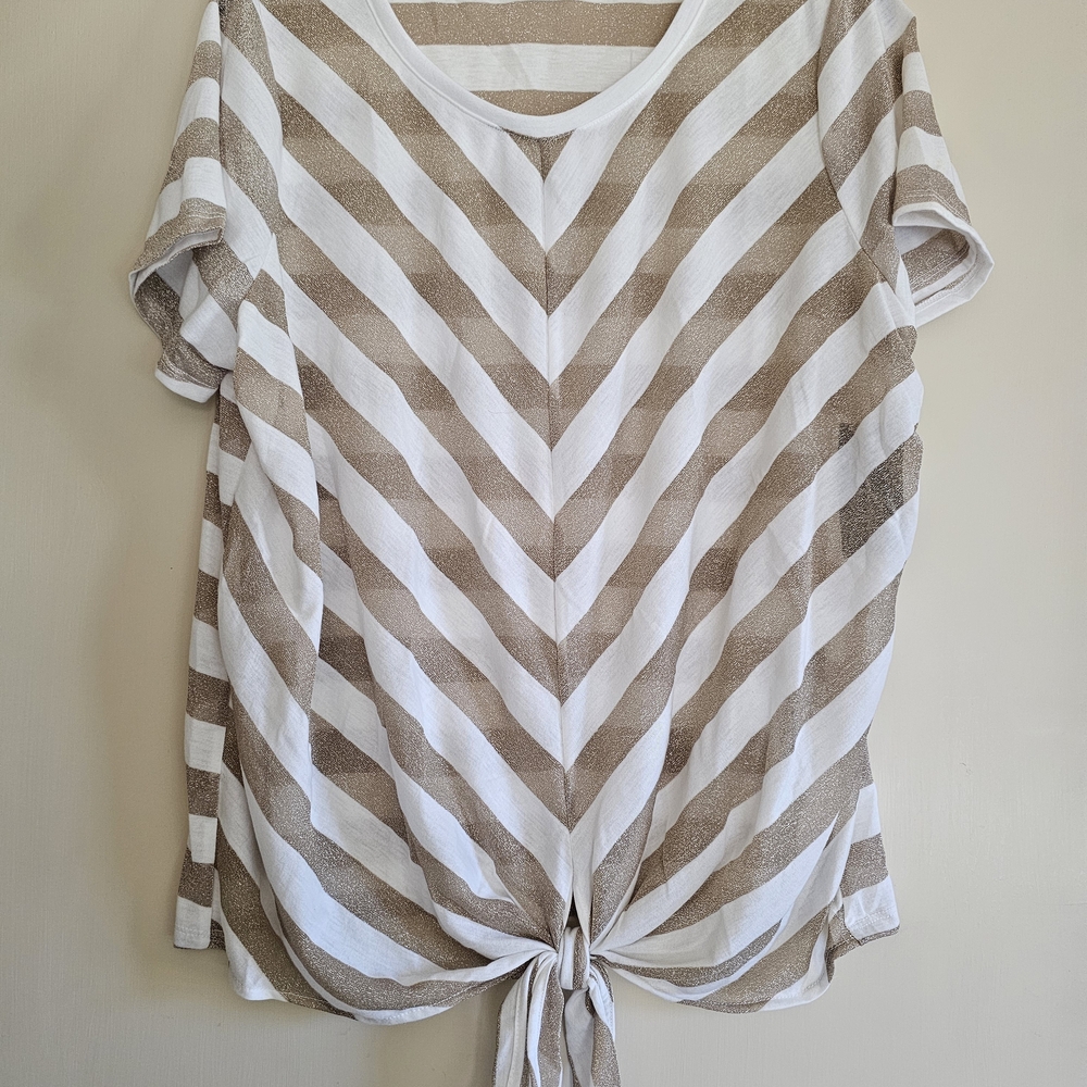 Brand New INC International Concepts Chevron Striped Tie-Front Top